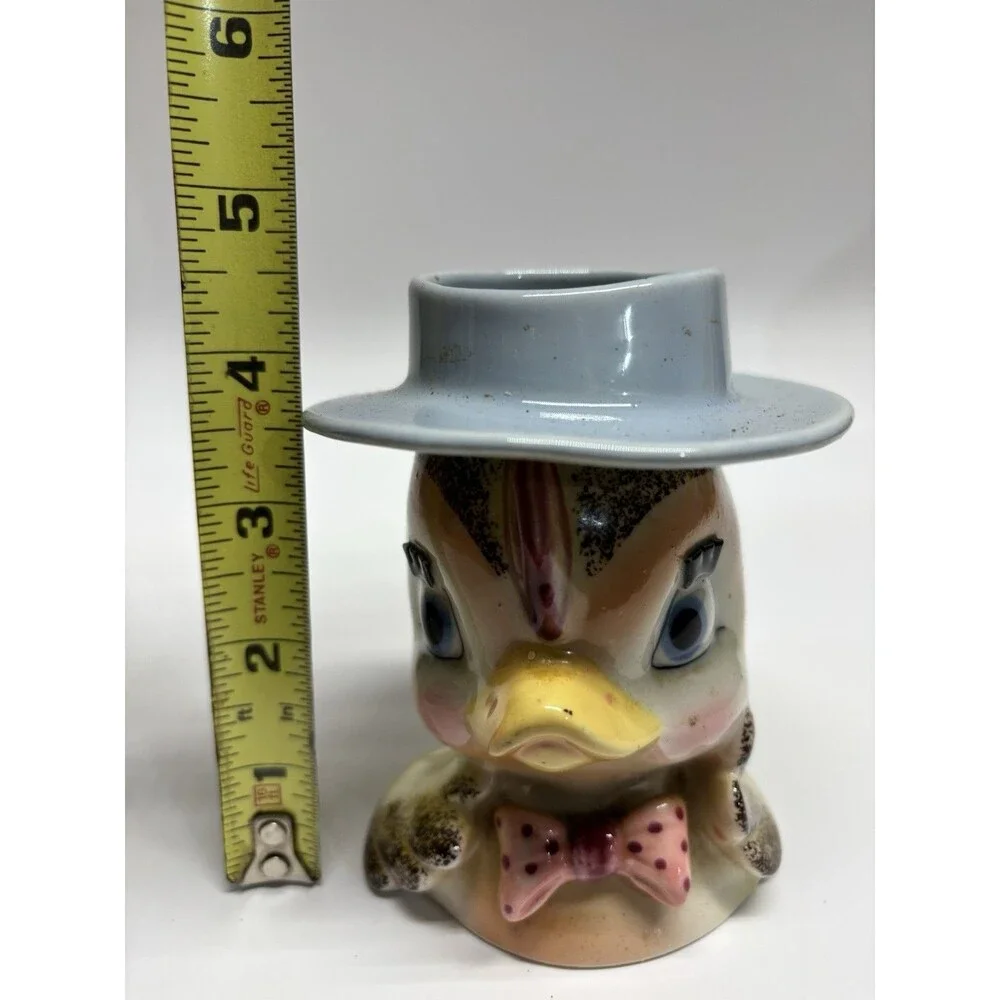 Vintage Acme Ware Duck Planter Vase Ceramic Japan Hat Bow Tie Figure